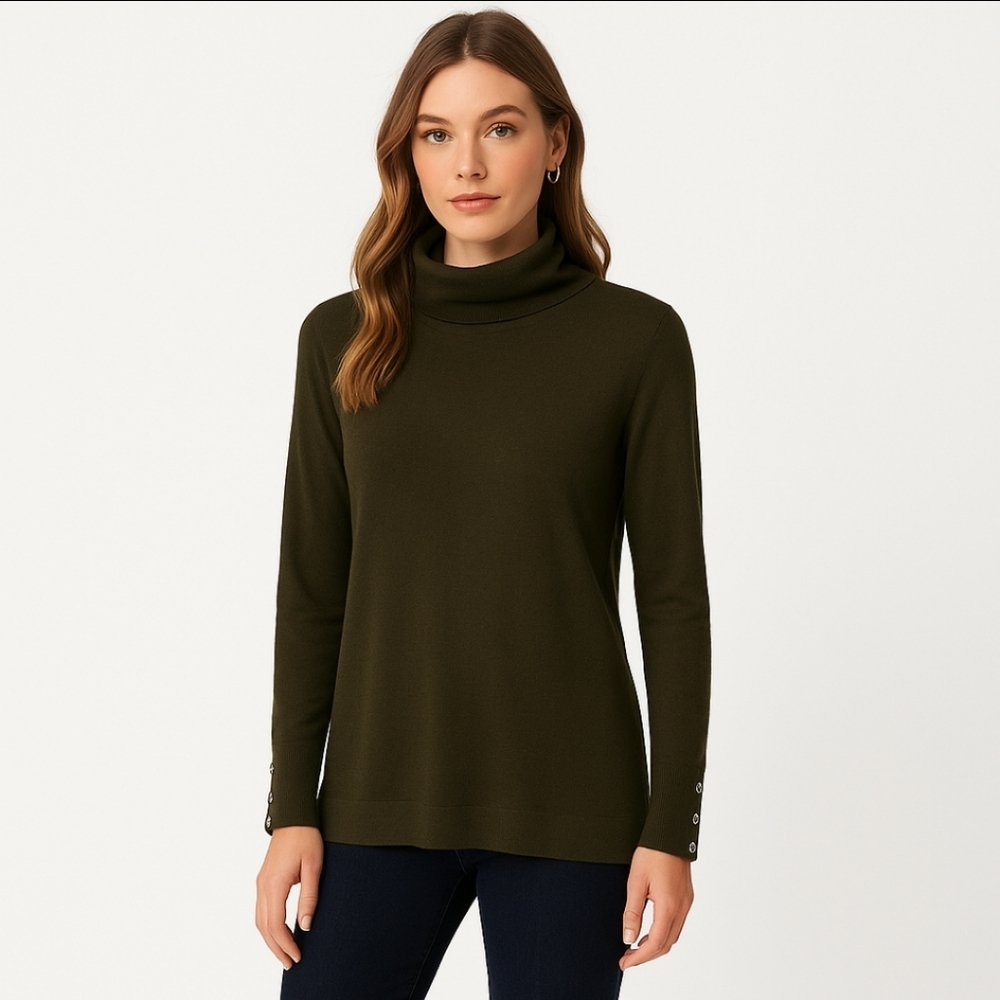 89th & Madison Dark Olive Green Turtleneck Sz Lg